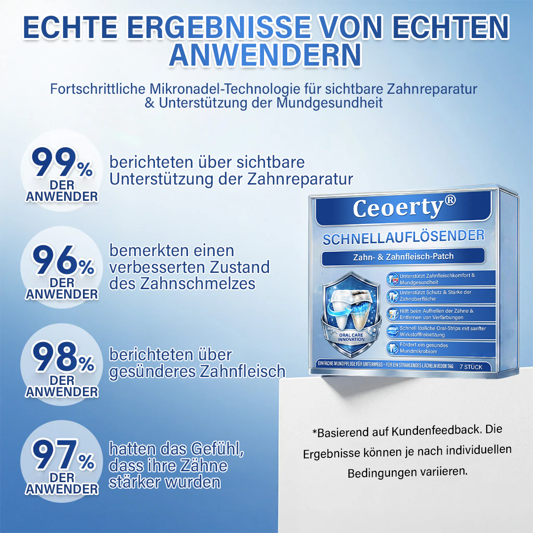 Dein Lächeln🦷Ceoerty® Zahn- und Zahnfleischpflege – schnell lösliches Mikronadel-Pflaster✨ (𝟓-𝐢𝐧-𝟏 💎 𝐙𝐚𝐡𝐧𝐬𝐜𝐡𝐦𝐞𝐥𝐳 & 𝐃𝐞𝐧𝐭𝐢𝐧 𝐖𝐢𝐞𝐝𝐞𝐫𝐚𝐮𝐟𝐛𝐚𝐮𝐞𝐧 • 𝐙𝐚𝐡𝐧𝐟𝐥𝐞𝐢𝐬𝐜𝐡 𝐒𝐭ä𝐫𝐤𝐞𝐧 • 𝐙𝐚𝐡𝐧𝐬𝐭𝐞𝐢𝐧 & 𝐌𝐮𝐧𝐝𝐠𝐞𝐫𝐮𝐜𝐡 𝐁𝐞𝐬𝐞𝐢𝐭𝐢𝐠𝐞𝐧 • 𝐙ä𝐡𝐧𝐞 𝐀𝐮𝐟𝐡𝐞𝐥𝐥𝐞𝐧 • 𝐙𝐚𝐡𝐧𝐞𝐦𝐩𝐟𝐢𝐧𝐝𝐥𝐢𝐜𝐡𝐤𝐞𝐢𝐭 𝐒𝐭𝐨𝐩𝐩𝐞𝐧)