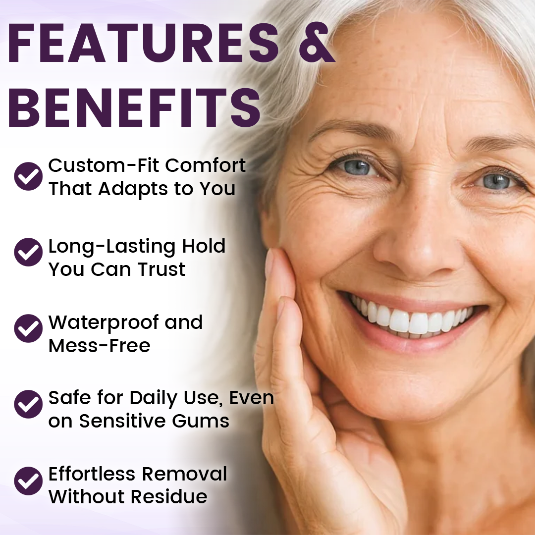 Timilk® BeePro DentiSeal Haftcreme für Zahnersatz🦷🐝💜 FDA-zertifiziert (klinisch nachgewiesene 96-Stunden-Haftkraft mit komfortablem Bienenpropolis-Kautschuk für einen sicheren, bequemen und zinkfreien Sitz der Zahnprothese)