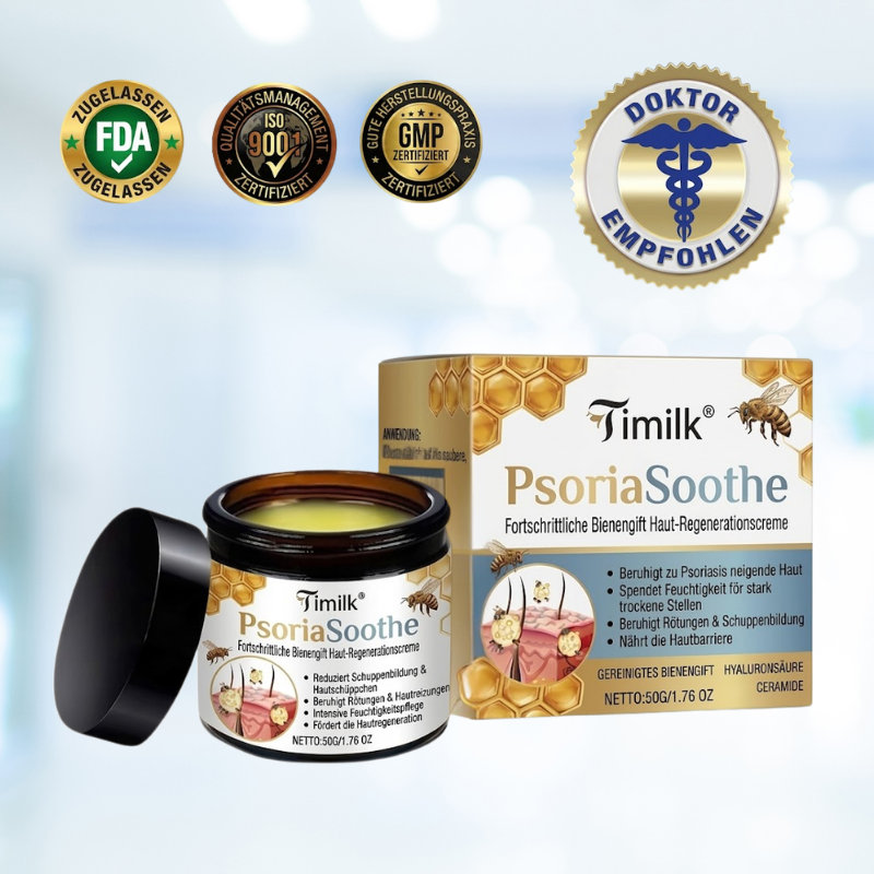 Timilk® PsoriaSoothe Fortschrittliche Bienengift Haut-Regenerationscreme.