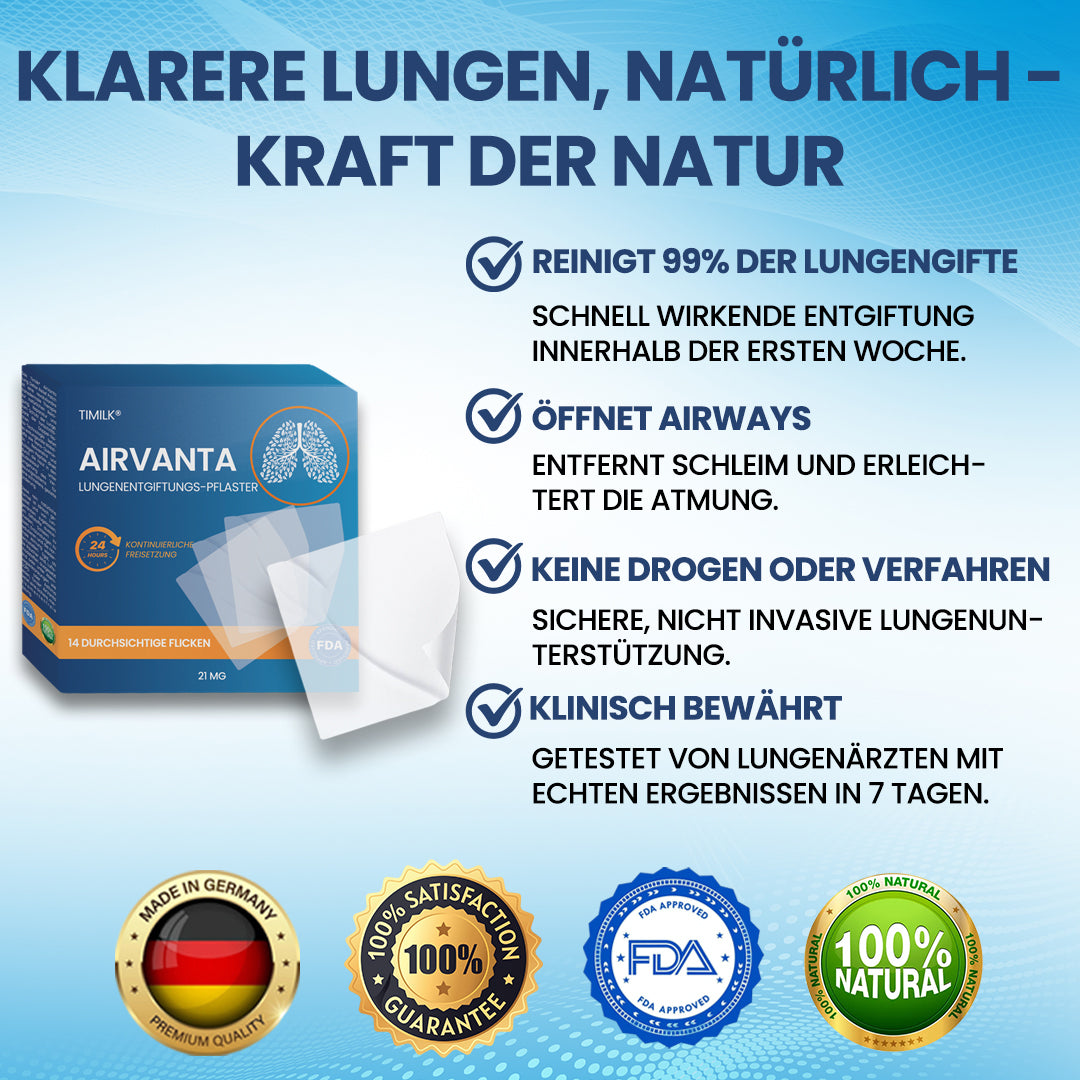 Timilk® AirVanta Lungenentgiftungs-Pflaster.